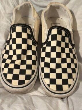 Vans Classic Slip-On Checkerboard Men's Casual Shoe Black White US 6